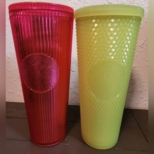 Starbucks Vibrant Pink and Lime Green Tumblers